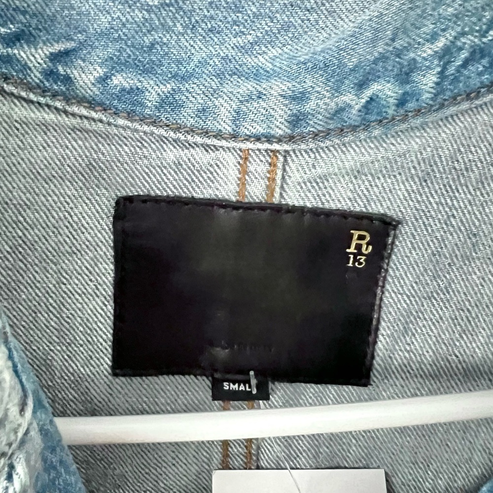 R13 Denim Jackie Trucker 1/2 Sleeve Jacket Sz S - Picture 8 of 10